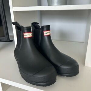 Hunter Black Chelsea Rain Ankle Boots